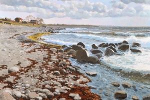 Reproducerad akvarell/giclée - Blåsig dag vid Djupvik